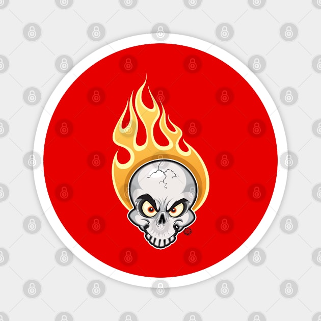 Flaming Skull Magnet by Goin Ape Studios